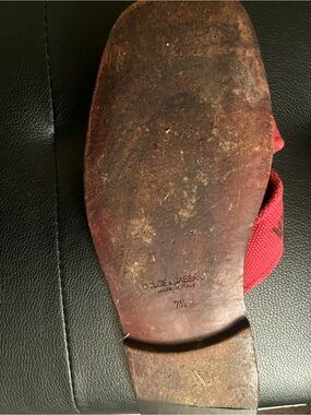 Dolce & Gabbana Red Slip-On Sandal with Leather Sole